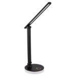 Lampă de masă din plastic negru mat, plastic opal, touch on/off, variator de intensitate variabil continuu, adaptor incl., cablu USB incl., LxLxA: 280x150x500mm, LED 5W+RGB LED 2W 230V, sursă 60-582lm, ieșire 50-538lm, CCT 2700/6500/4000K - imagine 3