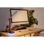 Lampă de masă din plastic negru mat, plastic opal, touch on/off, variator de intensitate variabil continuu, adaptor incl., cablu USB incl., LxLxA: 280x150x500mm, LED 5W+RGB LED 2W 230V, sursă 60-582lm, ieșire 50-538lm, CCT 2700/6500/4000K