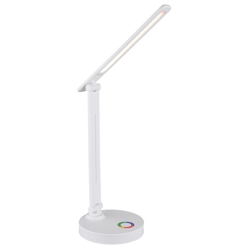 geraldo-58445w-g28678 Lampă de masă din plastic alb mat, plastic opal, touch on/off, variator tactil continuu, adaptor incl., cablu USB incl., LxLxA: 280x150x500mm, lungime cablu 1200mm, incl. LED 5W+RGB LED 2W 230V, sursă 60-582lm, ieșire 50-538lm, CCT 2700/6500/4000K - imagine 1