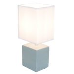 Veioza ceramică gri, textil alb, cablu 1,2 m, întrerupător, LxWxH: 130x110x290, excl 1xE14 40W 230V