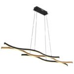 Lampă cu suspensie metal negru mat, plastic alb, aluminiu negru mat, aluminiu optic din lemn închis, cablu PVC negru, reglabil pe înălțime (lampă cu suspensie), L x l x I: 1080x180x1200mm, incl. LED 35W 230V, 3570lm Sursă, 1320lm Ieșire, 3000K