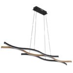 Lampă cu suspensie metal negru mat, plastic alb, aluminiu negru mat, aluminiu optic din lemn închis, cablu PVC negru, reglabil pe înălțime (lampă cu suspensie), L x l x I: 1080x180x1200mm, incl. LED 35W 230V, 3570lm Sursă, 1320lm Ieșire, 3000K - imagine 3