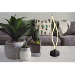 Lampă de masă metal negru mat, plastic alb, aluminiu negru mat, cablu PVC negru, întrerupător pe cablu, ø: 120mm, I: 470mm, lungime cablu 1500mm, incl. LED 12W 230V, 1430lm Sursă, 460lm Ieșire, 3000K - imagine 2