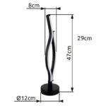 Lampă de masă metal negru mat, plastic alb, aluminiu negru mat, cablu PVC negru, întrerupător pe cablu, ø: 120mm, I: 470mm, lungime cablu 1500mm, incl. LED 12W 230V, 1430lm Sursă, 460lm Ieșire, 3000K - imagine 6