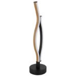 Lampă de masă din metal negru mat, plastic alb, aluminiu negru mat, aluminiu optic din lemn închis, cablu PVC negru, întrerupător pe cablu, ø: 120mm, I: 470mm, lungime cablu 1500mm, incl. LED 12W 230V, 1430lm Sursă, 480lm Ieșire, 3000K - imagine 3