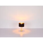 Lampă de masă din metal de culoare alamă, sticlă transparentă, material textil negru, plastic auriu, cablu negru din PVC, întrerupător pe cablu, ø: 250mm, H: 380mm, lungime cablu 1500mm, fără 1x E27 40W 230V - imagine 6