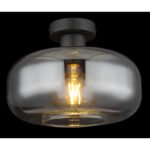 Plafonieră metal negru mat, sticlă fumurie, ø: 280mm, I: 205mm, fără bec 1x E27 40W 230V - imagine 3