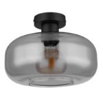 Plafonieră metal negru mat, sticlă fumurie, ø: 280mm, I: 205mm, fără bec 1x E27 40W 230V - imagine 4