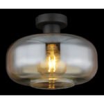 Plafonieră metal negru mat, sticlă de chihlimbar, ø: 280mm, I: 205mm, fără bec 1x E27 40W 230V - imagine 3