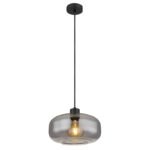 Corp de iluminat cu suspensie metal negru mat, sticlă fumurie, înălțime reglabilă, ø: 280 mm, I: 1200 mm, fără bec 1x E27 40W 230V