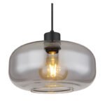 Corp de iluminat cu suspensie metal negru mat, sticlă fumurie, înălțime reglabilă, ø: 280 mm, I: 1200 mm, fără bec 1x E27 40W 230V - imagine 4
