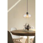 Corp de iluminat cu suspensie metal negru mat, sticlă de chihlimbar, înălțime reglabilă, ø: 280mm, I: 1200mm, fără bec 1x E27 40W 230V - imagine 2