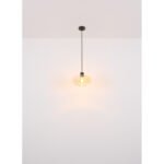 Corp de iluminat cu suspensie metal negru mat, sticlă de chihlimbar, înălțime reglabilă, ø: 280mm, I: 1200mm, fără bec 1x E27 40W 230V - imagine 5