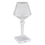 Lampă de masă din plastic transparent cu efect de cristal, cablu din PVC alb, touch on/off, reglabil, variator de intensitate, cablu de încărcare USB inclus, Adaptor excl., Acu 800mAh 3,7V, ø: 120mm, I: 260mm, LED 1,5W 5V, 50lm, CCT 2700/6500/4000K - imagine 5