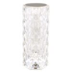 Lampă de masă din plastic transparent cu efect de cristal, metal argintiu, reglabil, variator de intensitate variabil continuu, cablu de încărcare USB inclus, Adaptor excl., Acu 800mAh 3,7V, ø: 90mm, I: 210mm, LED 1,5W 5V 50lm CCT2700/6500/4000K