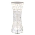Lampă de masă din plastic transparent cu efect de cristal, metal argintiu, schimbător de culori RGB, cablu de încărcare USB inclus, Culori RGB comutabile prin atingere, Adaptor excl., Acu 800mAh 3,7V, ø: 80mm, I: 185mm, RGBW LED 1,5W 5V