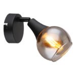 Aplica Spotlight metal negru mat, sticlă fumurie, metal auriu periat, LxA: 90x140mm, AL: 160mm, excl. 1x E14 40W 230V