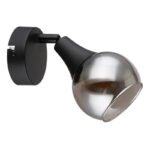 Aplica Spotlight metal negru mat, sticlă fumurie, metal auriu periat, LxA: 90x140mm, AL: 160mm, excl. 1x E14 40W 230V - imagine 3