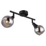 Spot din metal negru mat, sticlă fumurie, metal auriu periat, LxLxA: 280x90x166mm, fără 2x E14 40W 230V - imagine 3