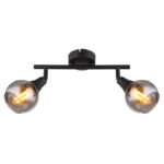 Spot din metal negru mat, sticlă fumurie, metal auriu periat, LxLxA: 280x90x166mm, fără 2x E14 40W 230V - imagine 4