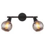 Spot din metal negru mat, sticlă fumurie, metal auriu periat, LxLxA: 280x90x166mm, fără 2x E14 40W 230V - imagine 5