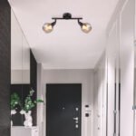 Spot din metal negru mat, sticlă fumurie, metal auriu periat, LxLxA: 280x90x166mm, fără 2x E14 40W 230V