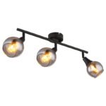 Spot din metal negru mat, sticlă fumurie, metal auriu periat, LxLxA: 450x90x166mm, fără 3x E14 40W 230V
