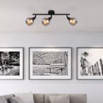 Spot din metal negru mat, sticlă fumurie, metal auriu periat, LxLxA: 450x90x166mm, fără 3x E14 40W 230V