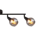 Spot de lumină metal negru mat, sticlă fumurie, metal auriu periat, mobil, LxLxA: 600x90x168mm, fără 4x E14 40W 230V - imagine 5