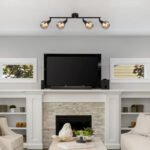 Spot de lumină metal negru mat, sticlă fumurie, metal auriu periat, mobil, LxLxA: 600x90x168mm, fără 4x E14 40W 230V