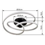 Plafoniera metal negru mat, aluminiu nichel mat, plastic opal, ø: 500mm, H: 160mm, incl. LED 40W 230V, sursa 4480lm, iesire 2500lm, 3000K. - imagine 6