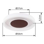 Plafoniera metal alb, acril alb , metal maro, funcție de memorie, lumina de noapte, dimabil, control la distanță culori fixabile, D: 500, H: 95, inkl.LED 40W 230V, 350-2200lm ieșire , CCT 3000-6000K - imagine 6