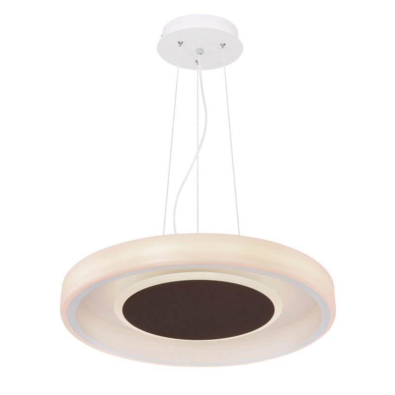 goffi-48398-40h-g24620 Suspensie metal alb, acril alb , metal maro, funcție de memorie, lumina de noapte, dimabil, control la distanță culori fixabile, D: 500, H: 1500, inkl.LED 40W 230V, 4000lm ieșire sursă 2400lm, CCT 3000 la 6000 - imagine 1