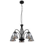 Suspensie metal negru mat, sticlă fumurie, cablu PVC negru, ø: 555mm, I: 1300mm, fără 5x E27 60W 230V - imagine 3