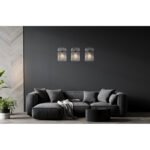 Lampă cu suspensie metal negru mat, tije de sticlă de culoare fumurie, cablu PVC negru, L x l x I: 800x200x1400mm, fără 3x E27 60W 230V - imagine 2