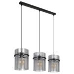 Lampă cu suspensie metal negru mat, tije de sticlă de culoare fumurie, cablu PVC negru, L x l x I: 800x200x1400mm, fără 3x E27 60W 230V - imagine 4