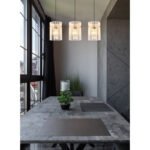Lampă suspendată din metal auriu mat, tije din sticlă opală, gradient transparent, cablu PVC negru, înălțimea poate fi redusă, LxLxA: 800x200x1400mm, fără 3x E27 60W 230V - imagine 2