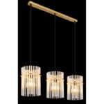 Lampă suspendată din metal auriu mat, tije din sticlă opală, gradient transparent, cablu PVC negru, înălțimea poate fi redusă, LxLxA: 800x200x1400mm, fără 3x E27 60W 230V - imagine 3