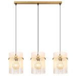 Lampă suspendată din metal auriu mat, tije din sticlă opală, gradient transparent, cablu PVC negru, înălțimea poate fi redusă, LxLxA: 800x200x1400mm, fără 3x E27 60W 230V - imagine 5