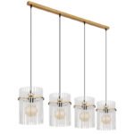 Lampă suspendată din metal auriu mat, tije din sticlă opală, gradient transparent, cablu PVC negru, înălțimea poate fi redusă, LxLxA: 1100x200x1400mm, fără 4x E27 60W 230V - imagine 4