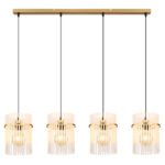 Lampă suspendată din metal auriu mat, tije din sticlă opală, gradient transparent, cablu PVC negru, înălțimea poate fi redusă, LxLxA: 1100x200x1400mm, fără 4x E27 60W 230V - imagine 5