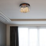 Plafonieră metal negru mat, crom, tije de sticlă fumurie, ø: 320mm, I: 215mm, excl. 5x E14 40W 230V - imagine 2