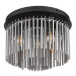 Plafonieră metal negru mat, crom, tije de sticlă fumurie, ø: 320mm, I: 215mm, excl. 5x E14 40W 230V - imagine 4