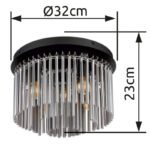 Plafonieră metal negru mat, crom, tije de sticlă fumurie, ø: 320mm, I: 215mm, excl. 5x E14 40W 230V - imagine 5