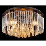 Plafonieră metal negru mat, crom, tije de sticlă de culoare fumurie, ø: 500mm, H: 250mm, fără 5x E27 60W 230V - imagine 3