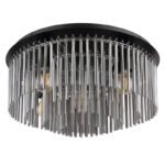 Plafonieră metal negru mat, crom, tije de sticlă de culoare fumurie, ø: 500mm, H: 250mm, fără 5x E27 60W 230V - imagine 4