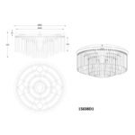 Plafonieră metal negru mat, crom, tije de sticlă de culoare fumurie, ø: 500mm, H: 250mm, fără 5x E27 60W 230V - imagine 5