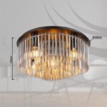 Plafonieră metal negru mat, crom, tije de sticlă de culoare fumurie, ø: 500mm, H: 250mm, fără 5x E27 60W 230V - imagine 6