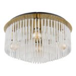Plafonieră metal auriu mat, negru, tije de sticlă opal, gradient transparent, ø: 500mm, H: 250mm, excl. 5x E27 60W 230V - imagine 4