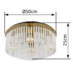 Plafonieră metal auriu mat, negru, tije de sticlă opal, gradient transparent, ø: 500mm, H: 250mm, excl. 5x E27 60W 230V - imagine 6
